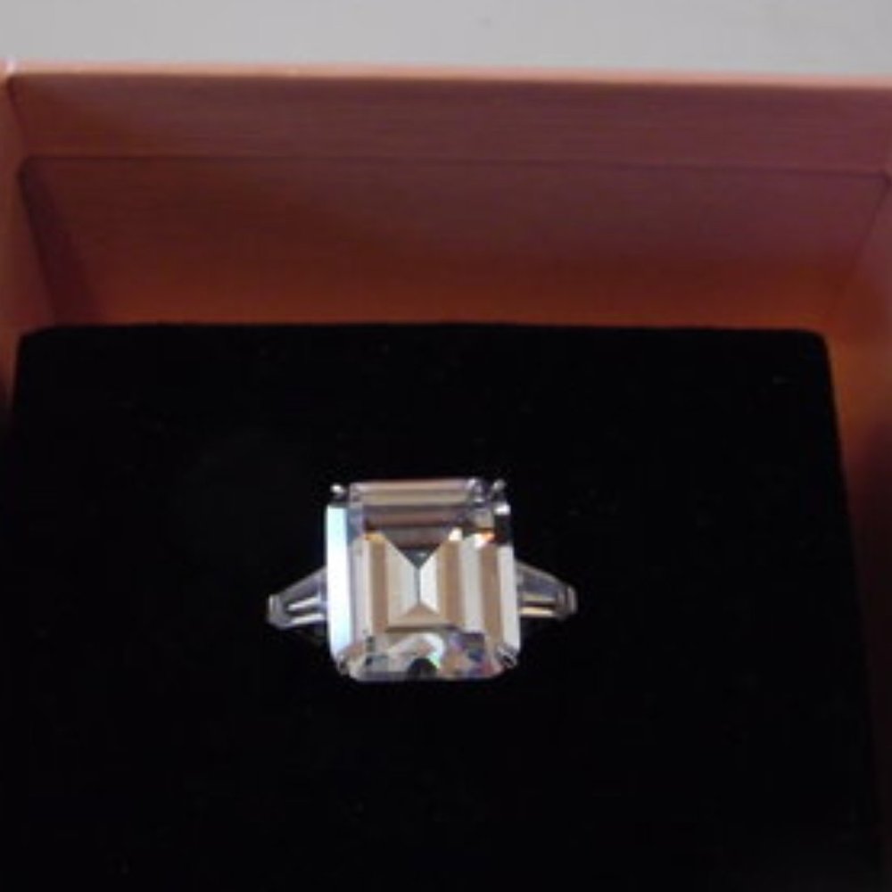 Radiance by Absolute Sterling Silver 8.50ct Emerald-Cut Engagement Size 9